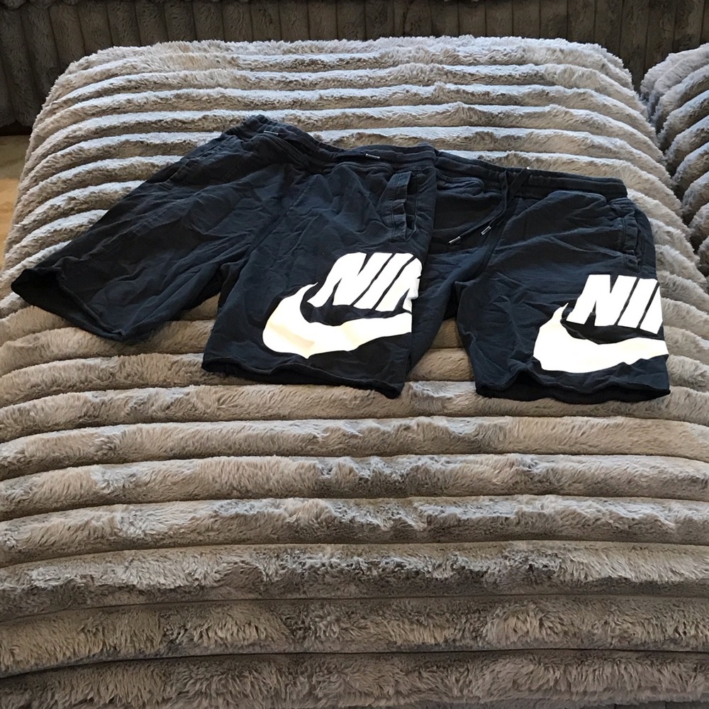 Nike Men's Black Athletic Shorts with White Logo